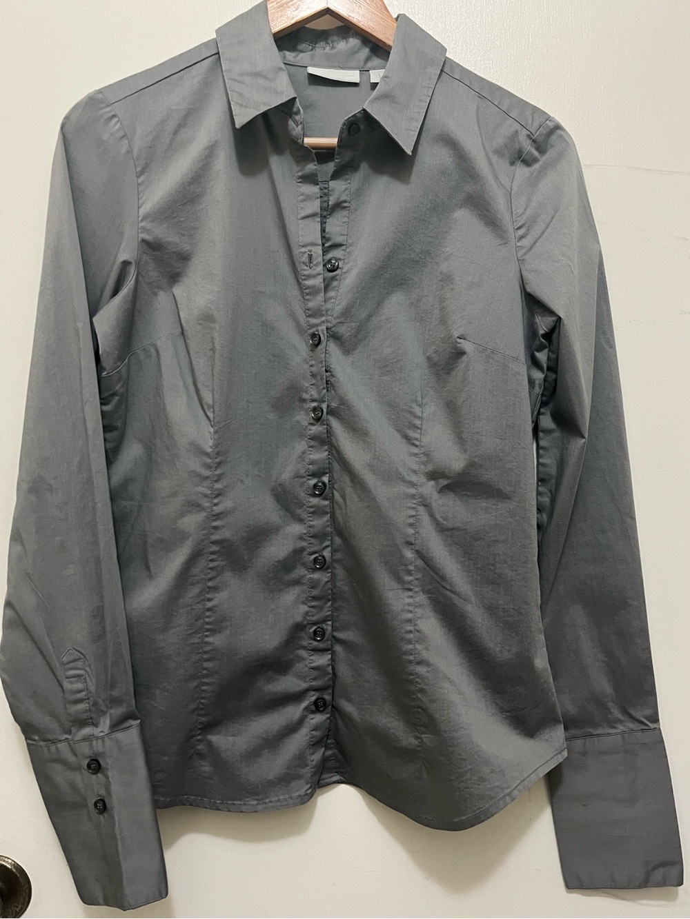 Stretch Button-Down Women's Shirt - Dark Gray